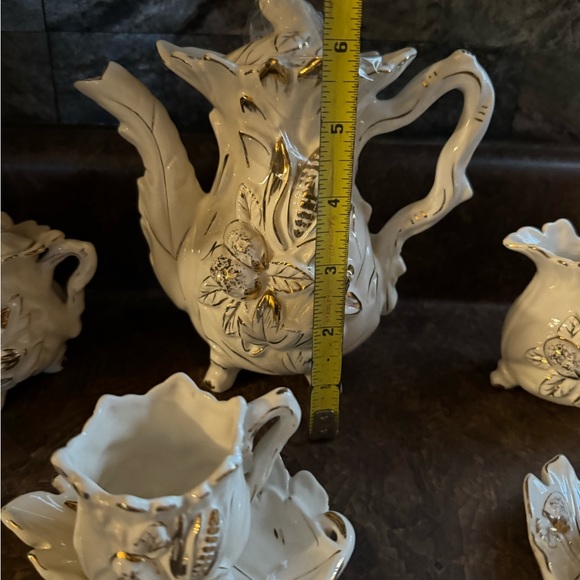 Vintage Tilso tea set rare, excellent condition!!! Leaves ivory, gold HTF!!!LOOK - Picture 7 of 12
